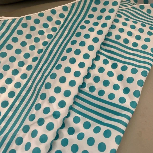 Teal Polka Dot and Stripe Scarf - Picture 3 of 5